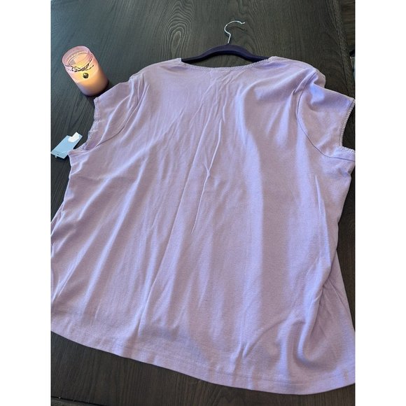 Nordstrom Intimates Capped Sleeve T-shirt Size 2X Lilac Petal 100% Cotton - Picture 8 of 8